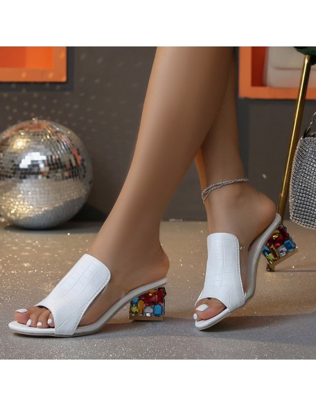 Women's Block Heel Summer High Heels with Straight Strap