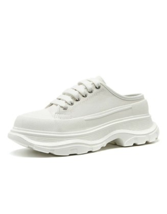 Platform Canvas Casual Shoes with Hidden Height Increase