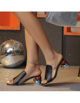 Women's Block Heel Summer High Heels with Straight Strap